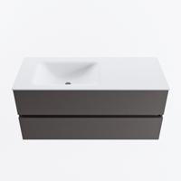 MONDIAZ VICA 110cm badmeubel onderkast Dark Grey 2 lades. Wastafel CLOUD links zonder kraangat, kleur Talc. - thumbnail