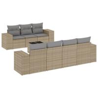 8-delige Loungeset met kussens poly rattan beige - thumbnail
