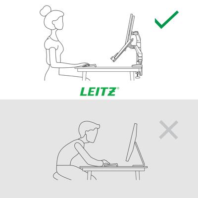 Leitz Ergo ruimtebesparende monitorarm, dubbele arm met 1 laptoparm, lichtgrijs Leitz Ergo ruimtebesparende monitorarm, dubbele arm met 1 laptoparm, lichtgrijs