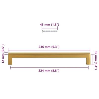VidaXL Handvatten 5 st 224 mm roestvrij staal goudkleurig VidaXL Handvatten 5 st 224 mm roestvrij staal goudkleurig