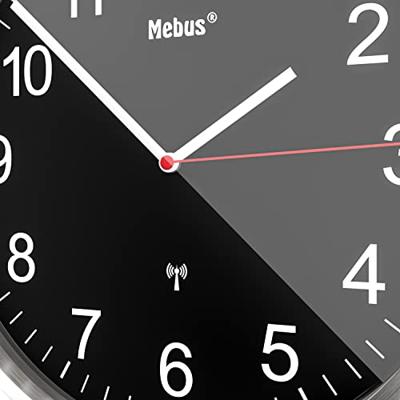 Mebus 19578 Wandklok Zendergestuurd 30 cm Zilver - thumbnail