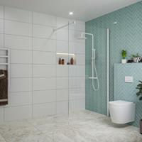 Fortifura Galeria inloopdouche - 110x200cm - helder glas - wandarm - mat wit SW915250/SW797906 - thumbnail