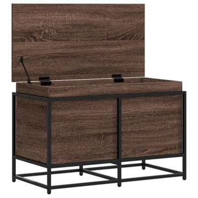 Opbergbox met deksel 80x40x51,5 cm bewerkt hout bruin eiken - thumbnail