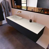 Badkamermeubelset Mondiaz Erin 150 cm met 1 Lade met RIDGE Wastafel Links Linen Zonder Kraangaten Greeploos Mat Urban - thumbnail