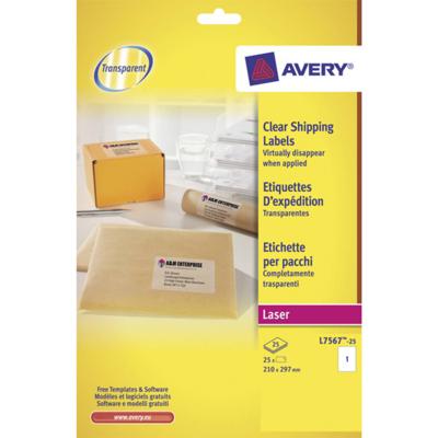 Avery L7567-25 verzendetiketten ft 210 x 297 mm (b x h), 25 etiketten, transparant