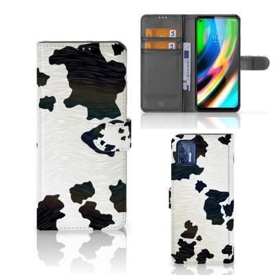 Motorola Moto G9 Plus | Telefoonhoesje | Met pasjeshouder | Koeienvlekken