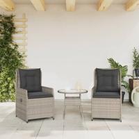 Tuinstoelen 2 st verstelbaar poly rattan lichtgrijs - thumbnail