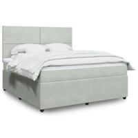 Boxspring met matras fluweel lichtgrijs 180x200 cm - thumbnail
