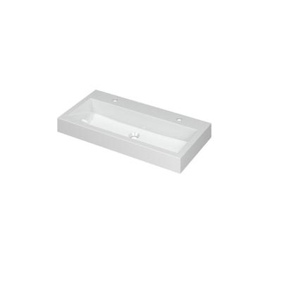 INK Momento Wastafel Polystone met 2 Kraangaten - 900x450x90 mm - Glans Wit