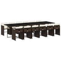 13-delige Tuinset met kussens poly rattan bruin - thumbnail