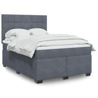 Boxspring met matras fluweel donkergrijs 140x190 cm - thumbnail