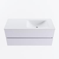 MONDIAZ VICA 110cm badmeubel onderkast Cale 2 lades. Wastafel CLOUD rechts zonder kraangat, kleur Talc. - thumbnail