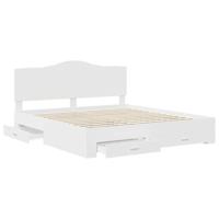 Bedframe met hoofdeinde met lade Wit 200 x 200 cm Bewerkt hout - thumbnail