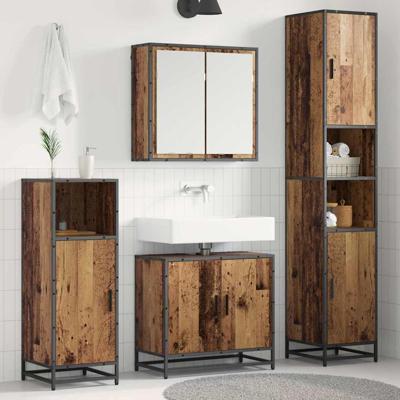Badkamermeubelset 3 pcs Oud hout 65 x 33 x 60 cm Bewerkt hout