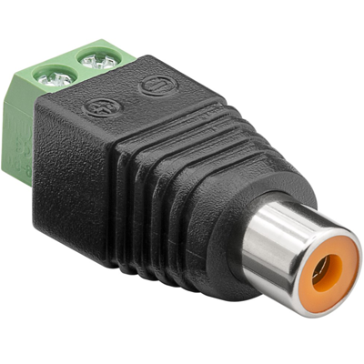 Aansluitblok 2-pin > RCA stekker Aansluitblok 2-pin > RCA stekker