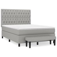 Boxspring met matras stof lichtgrijs 140x190 cm - thumbnail