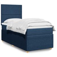 Boxspring met matras stof blauw 90x200 cm - thumbnail