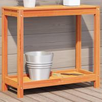 VidaXL Oppottafel met schap 82,5x35x75 cm massief grenenhout wasbruin - thumbnail