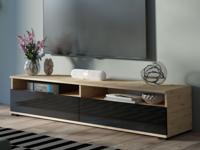 Tv-meubel CLIFFA 2 klapdeuren hoogglans zwart/artisan eik - thumbnail