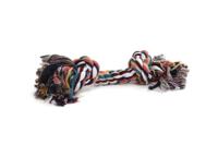 Flossytouw gekleurd met 2 knopen hondenspeelgoed - 125 gram - thumbnail