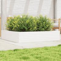 Plantenbak 110x110x23 cm massief grenenhout wit - thumbnail
