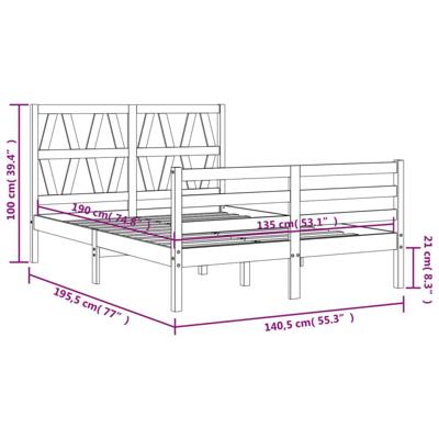 Bedframe met hoofdbord massief hout