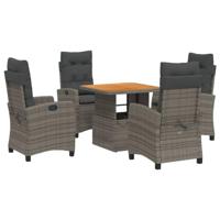 5-delige Tuinset met kussens poly rattan grijs - thumbnail