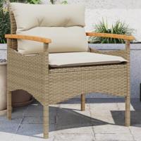 3-delige Loungeset met kussens poly rattan beige - thumbnail
