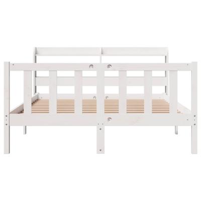 Bedframe zonder matras massief grenenhout wit 140x190 cm