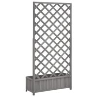 Plantenbak met latwerk massief vurenhout grijs - thumbnail