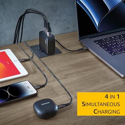 Intenso W140A3C + C520C black USB-oplader 140 W 3x USB-C, 1x USB-A QC 4+, USB PD 3.1, PPS Zwart Binnen GaN, USB Power Delivery (USB-PD) - thumbnail