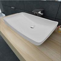 Luxe keramische rechthoekige wasbak 71 x 39 cm (wit) - thumbnail