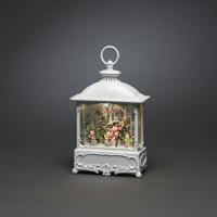 Konstsmide 4396-200 LED-lantaarn Kerstmannen met vogels Warmwit LED Wit Watergevuld, Timer, Besneeuwd, Schakelaar - thumbnail
