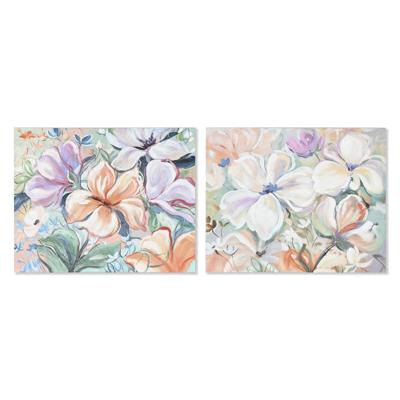 Schilderij Home ESPRIT Blommor Shabby Chic 100 x 3,7 x 80 cm (2 Stuks)
