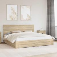 Bedframe met hoofdeinde Sonoma Eiken 200 x 200 cm Bewerkt hout - thumbnail