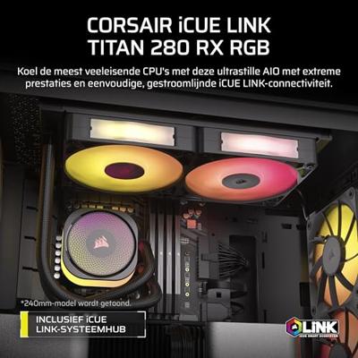 Corsair iCUE LINK TITAN RX RGB Processor Alles-in-één vloeistofkoeler 14 cm Zwart 1 stuk(s)