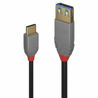 LINDY 36895 USB-kabel USB 3.2 Gen1 USB-A bus, USB-C stekker 0.15 m Zwart Afgeschermd (drievoudig) - thumbnail