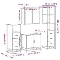 4-delige Badkamermeubelset bewerkt hout sonoma eikenkleurig - thumbnail