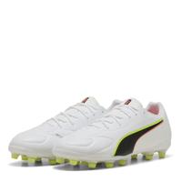 PUMA King 20 Match Gras / Kunstgras Voetbalschoenen (MG) Wit Felrood Neongeel - thumbnail