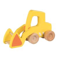 Goki houten graafmachine met shovel geel - thumbnail