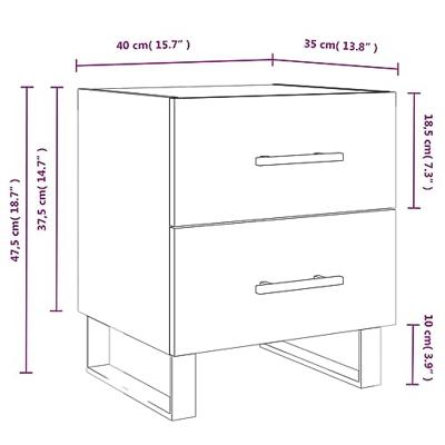 Nachtkastjes 2 st 40x35x47,5 cm bewerkt hout betongrijs