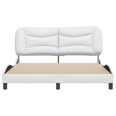 Bedframe met hoofdbord kunstleer wit 160x200 cm Bedframe met hoofdbord kunstleer wit 160x200 cm