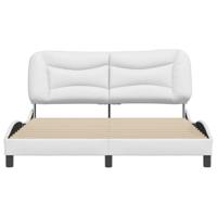 Bedframe met hoofdbord kunstleer wit 160x200 cm - thumbnail
