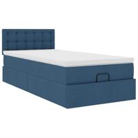 Bed met matras 90x200 cm stof blauw - thumbnail