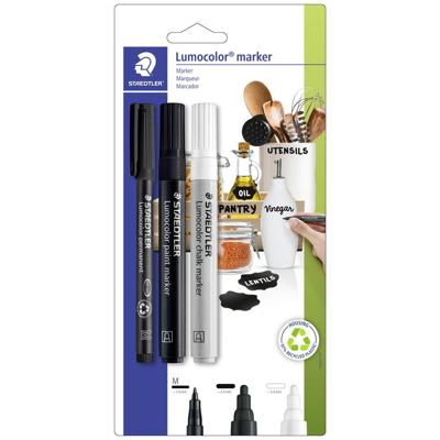 Staedtler Permanent marker Lumocolor Zwart, Wit 3 stuk(s) Staedtler Permanent marker Lumocolor Zwart, Wit 3 stuk(s)