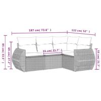 4-delige Loungeset met kussens poly rattan lichtgrijs - thumbnail