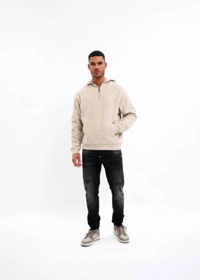 Malelions Fleece Nylon Half Zip Hoodie Heren Beige - Maat M - Kleur: Beige | Soccerfanshop