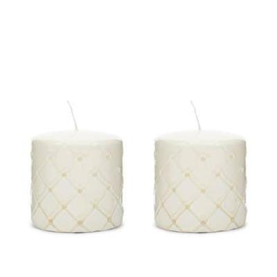 Riviera Maison stompkaarsen, Wit - Pillar Padded - 2 stuks
