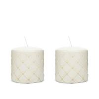 Riviera Maison stompkaarsen, Wit - Pillar Padded - 2 stuks - thumbnail