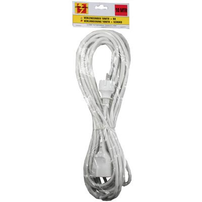 Verlengsnoer wit 10M, met randaarde (hangverpakking)
